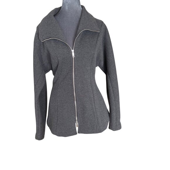 Zara Womens Gray Zip-Up Long Sleeve Jacket Size L - Picture 1 of 5